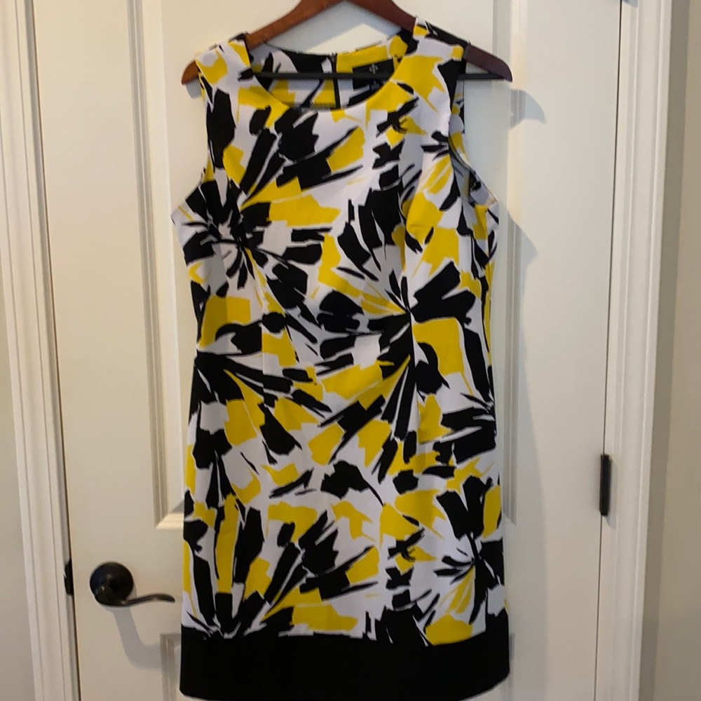 Sunny yellow and black graphic print dress